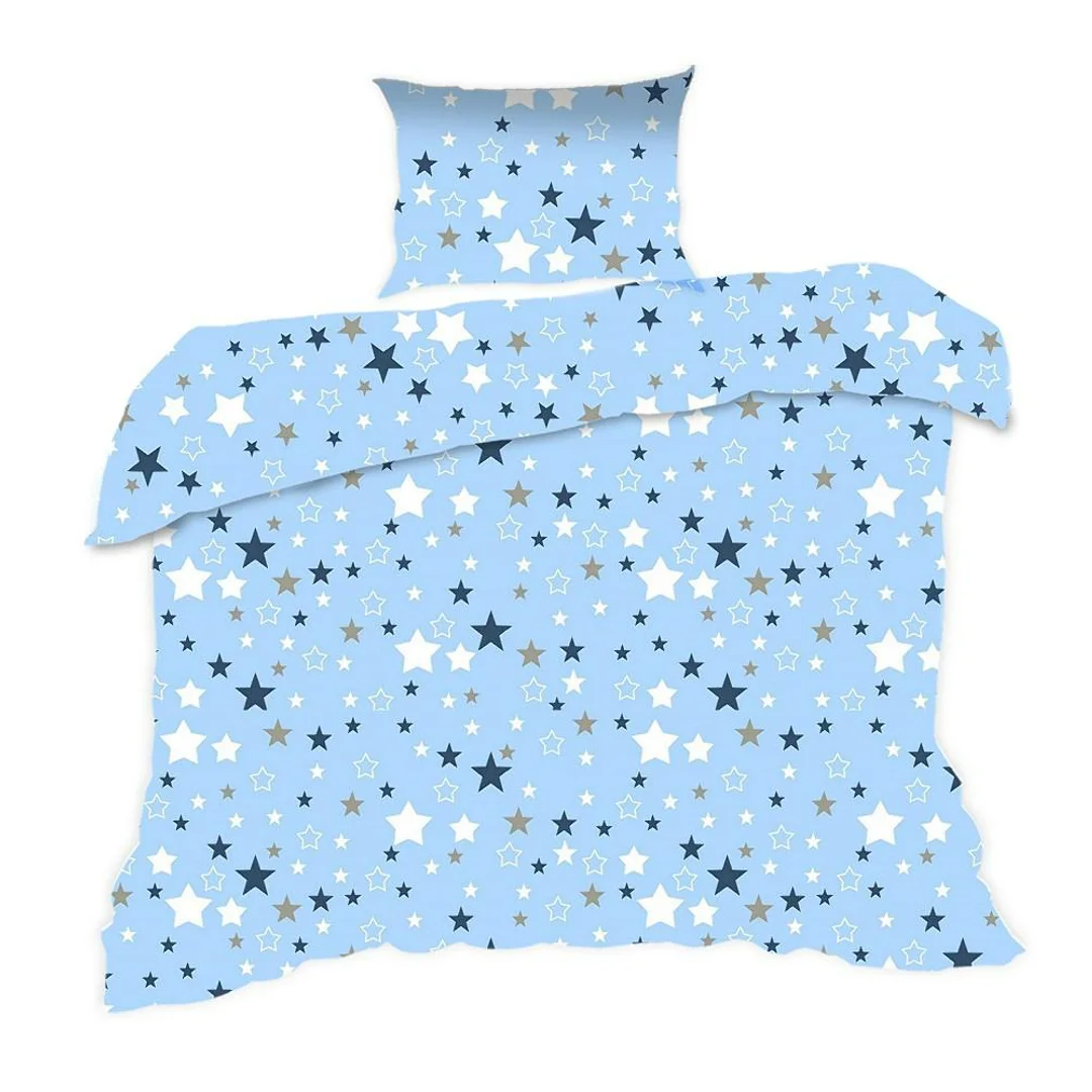 Pościel bawełniana 90x120 364K gwiazdki niebieska Kids 24 z poszewką 40x60