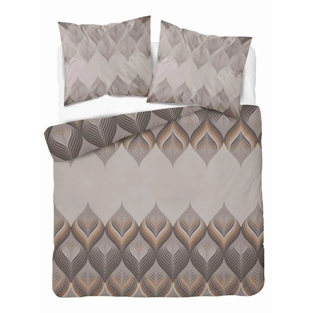 Pościel flanelowa 160x200 beżowa brązowa w geometryczne ornamenty - 6035 A - Flanela 2026