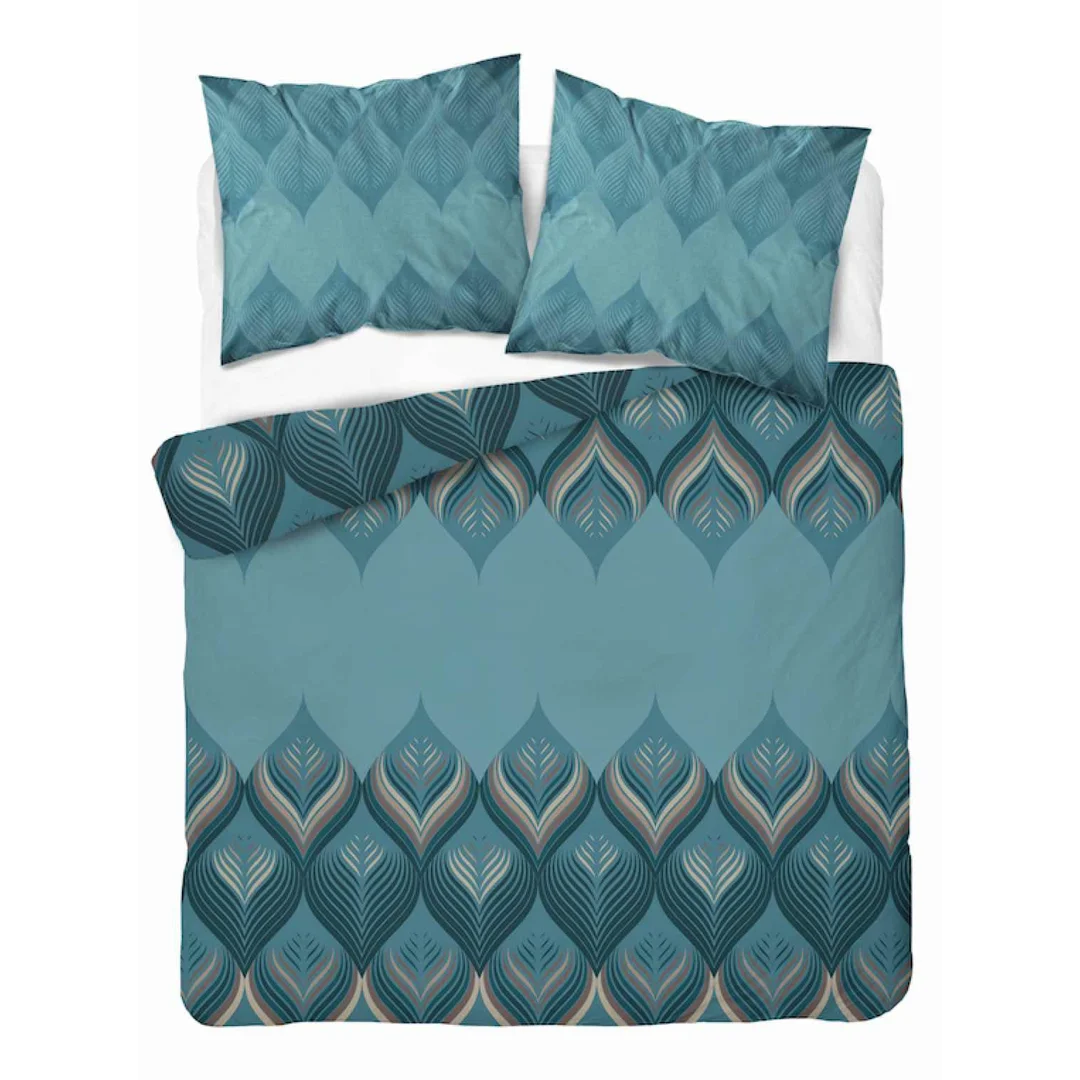 Pościel flanelowa 160x200 turkusowa niebieska w geometryczne ornamenty - 6035 B - Flanela 2026