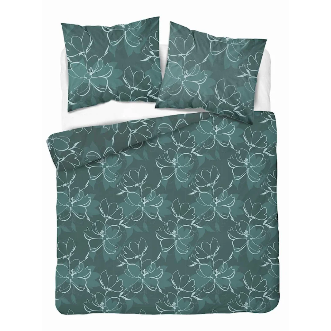 Pościel flanelowa 220x200 ciemnozielona w drobny roślinny wzór - 6042 B - Flanela 2026