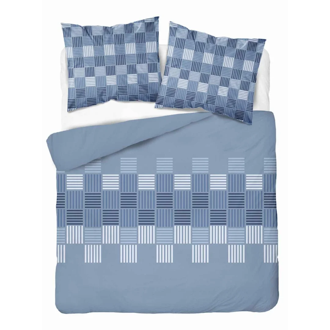 Pościel flanelowa 220x200 niebieska w geometryczną plecionkę - 6046 A - Flanela 2026
