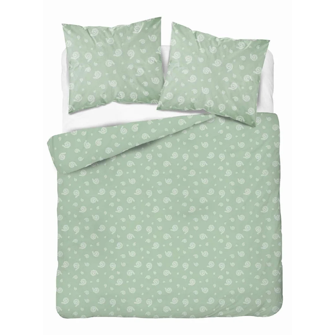 Pościel flanelowa 220x200 paisley na miętowym tle - Pastel Flowers - 5624 A