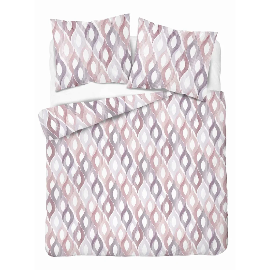 Pościel flanelowa 220x200 różowa szara w geometryczne romby - 6043 A - Flanela 2026