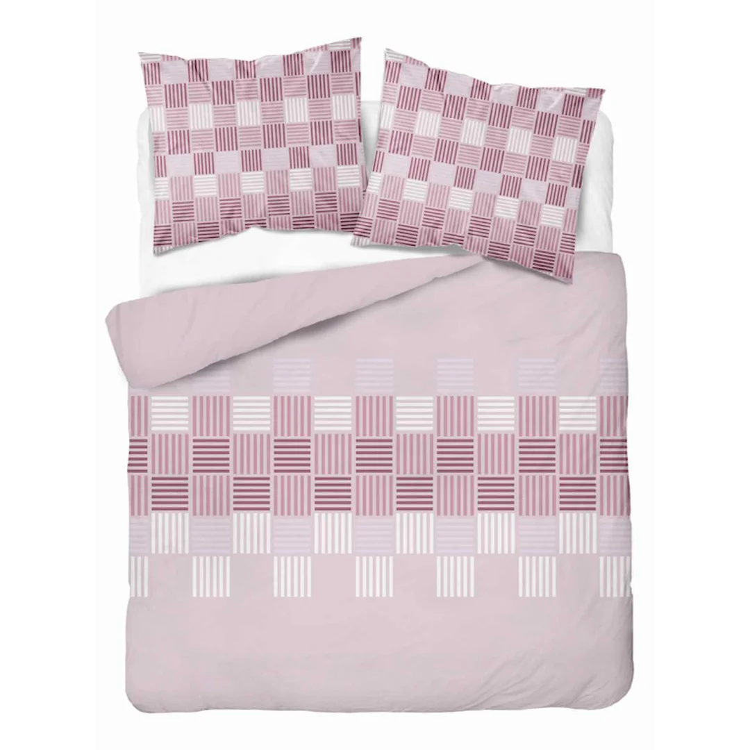 Pościel flanelowa 220x200 różowa w geometryczną plecionkę - 6046 B - Flanela 2026