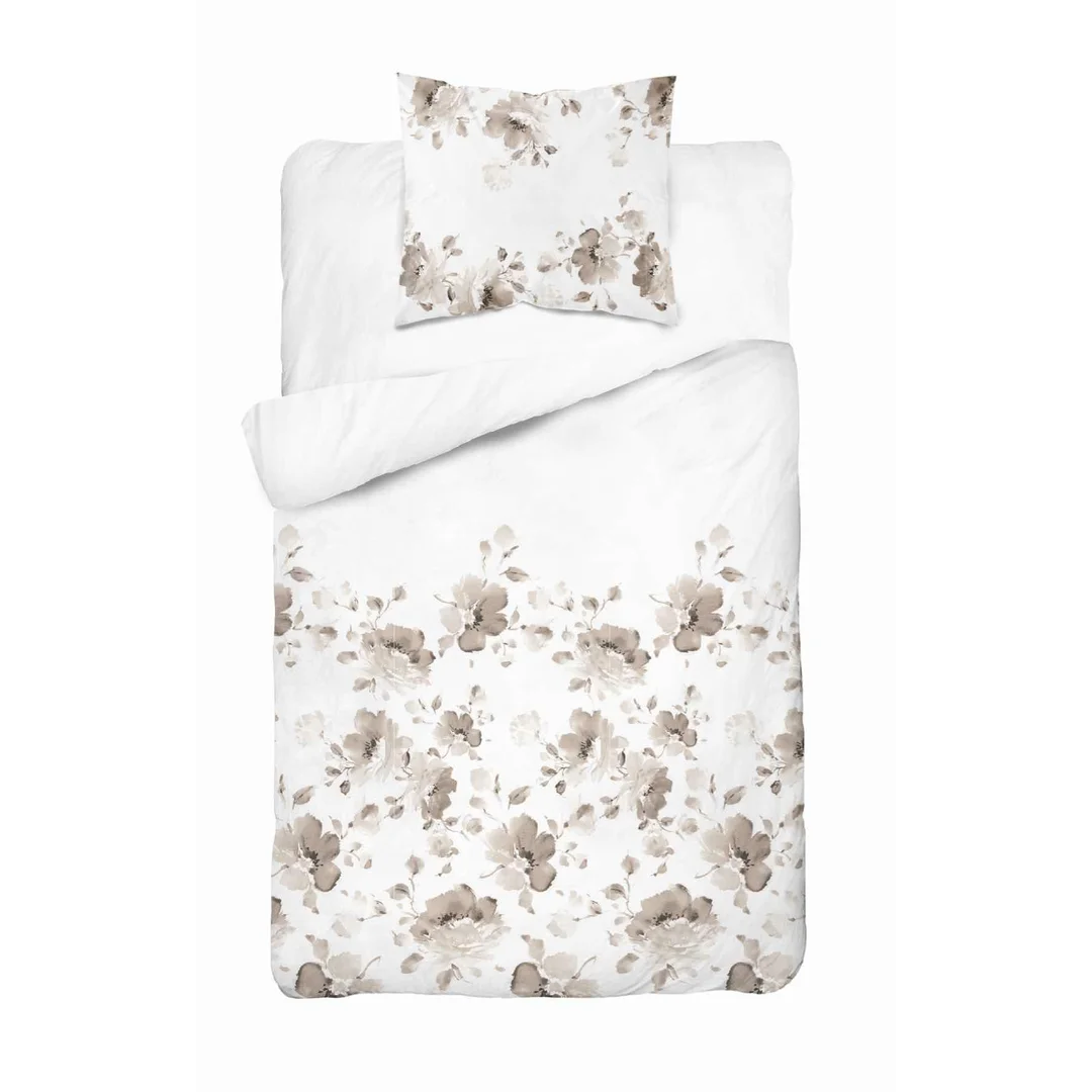 Pościel satynowa 140x200 Beżowa brązowy kwiaty 5325 B Home Satin 41