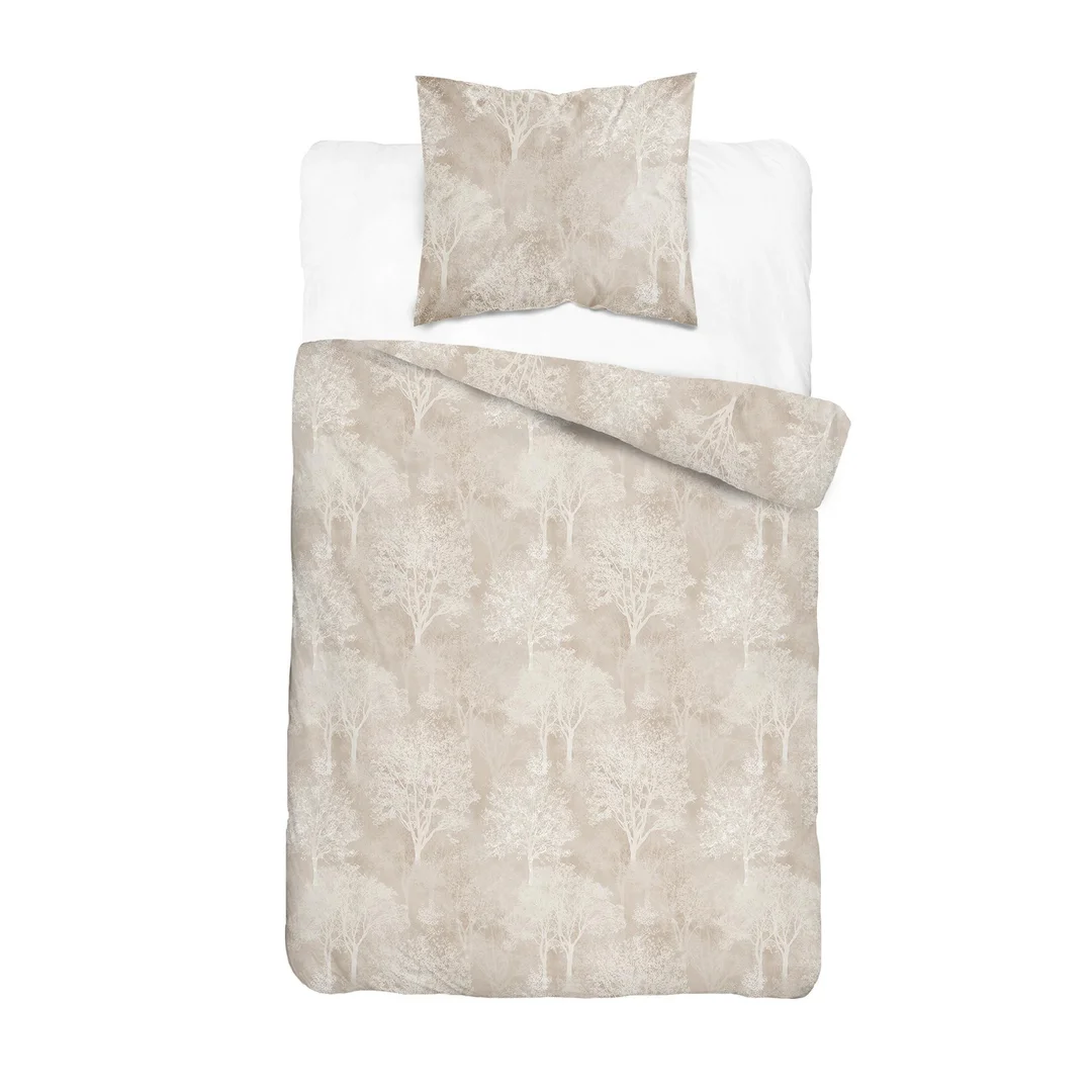 Pościel satynowa 140x200 beżowa w subtelny ornament - 6073 B - Home Satin