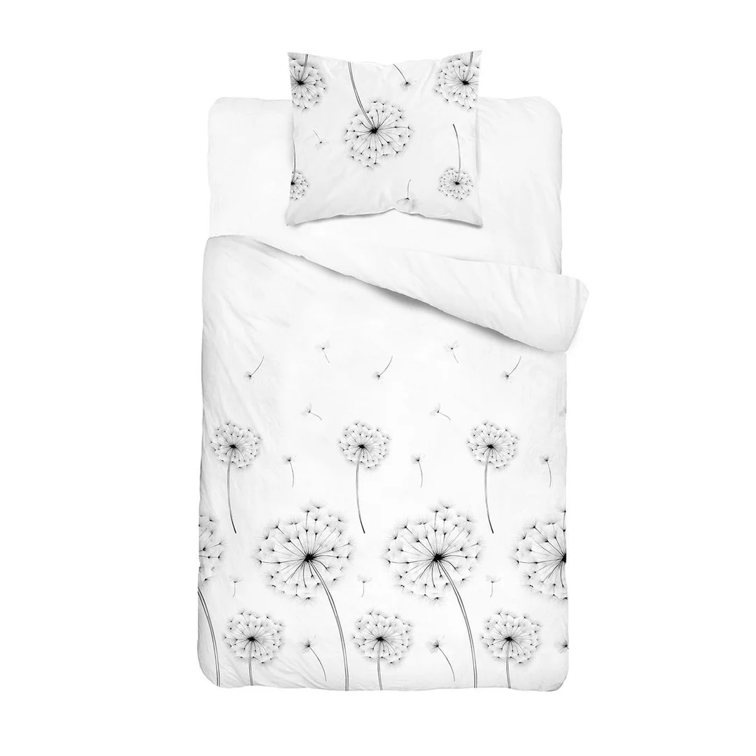 Pościel satynowa 140x200 biała w dmuchawce - 5991 B - Home Satin