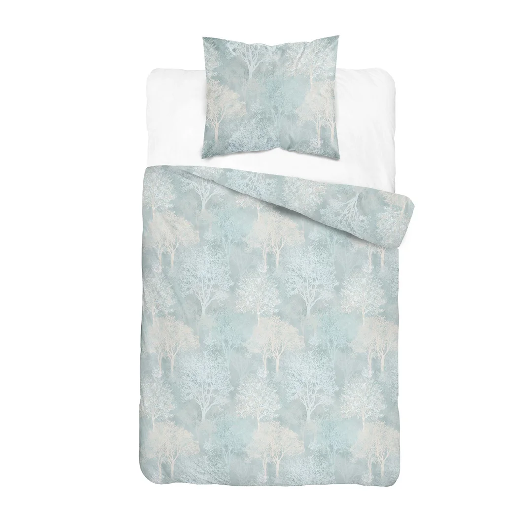 Pościel satynowa 140x200 miętowa w subtelny ornament - 6073 A - Home Satin