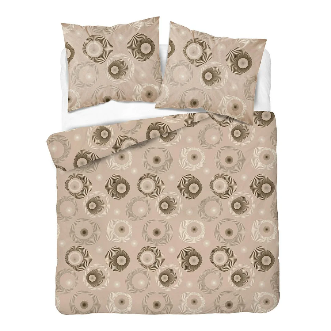 Pościel satynowa 160x200 beżowa w geometryczny wzór - 5986 A - Home Satin
