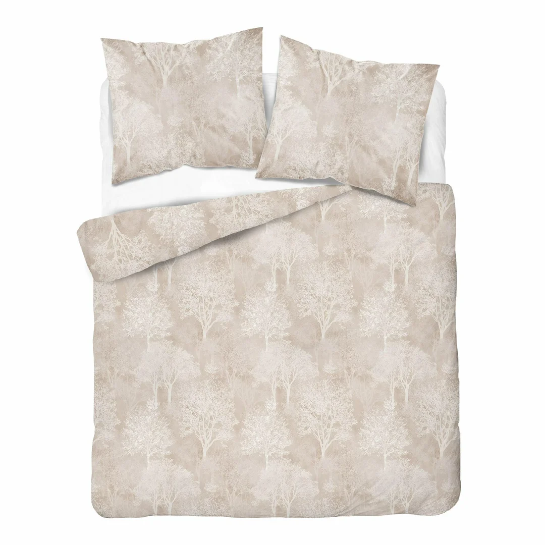 Pościel satynowa 160x200 beżowa w subtelny ornament - 6073 B - Home Satin