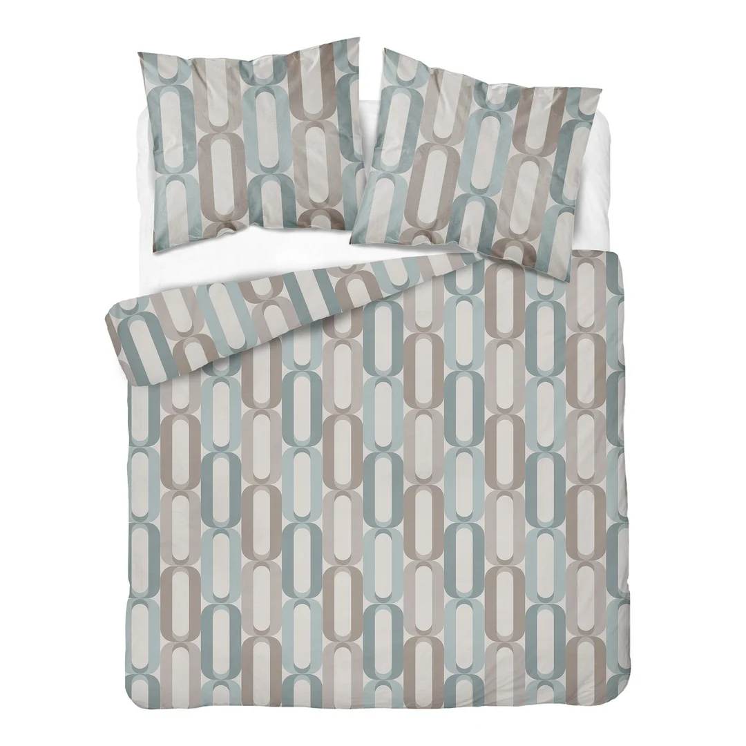 Pościel satynowa 160x200 biała różowa miętowa w pionowy geometryczny wzór - 6071 B - Home Satin