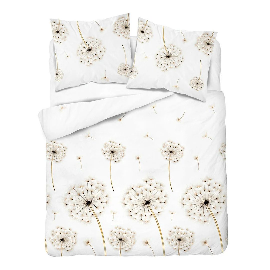 Pościel satynowa 160x200 biała w dmuchawce - 5991 A - Home Satin