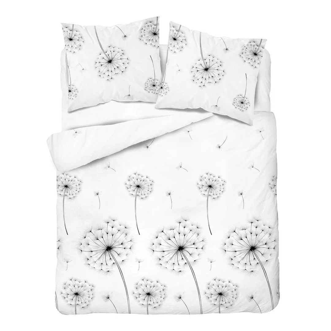 Pościel satynowa 160x200 biała w dmuchawce - 5991 B - Home Satin