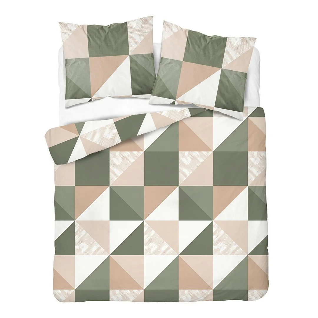Pościel satynowa 160x200 różowa szara w geometryczny wzór - 6006 A - Home Satin