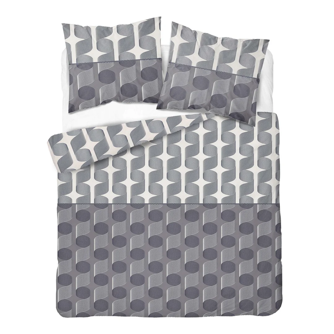Pościel satynowa 160x200 szara w geometryczną plecionkę - 6067 B - Home Satin