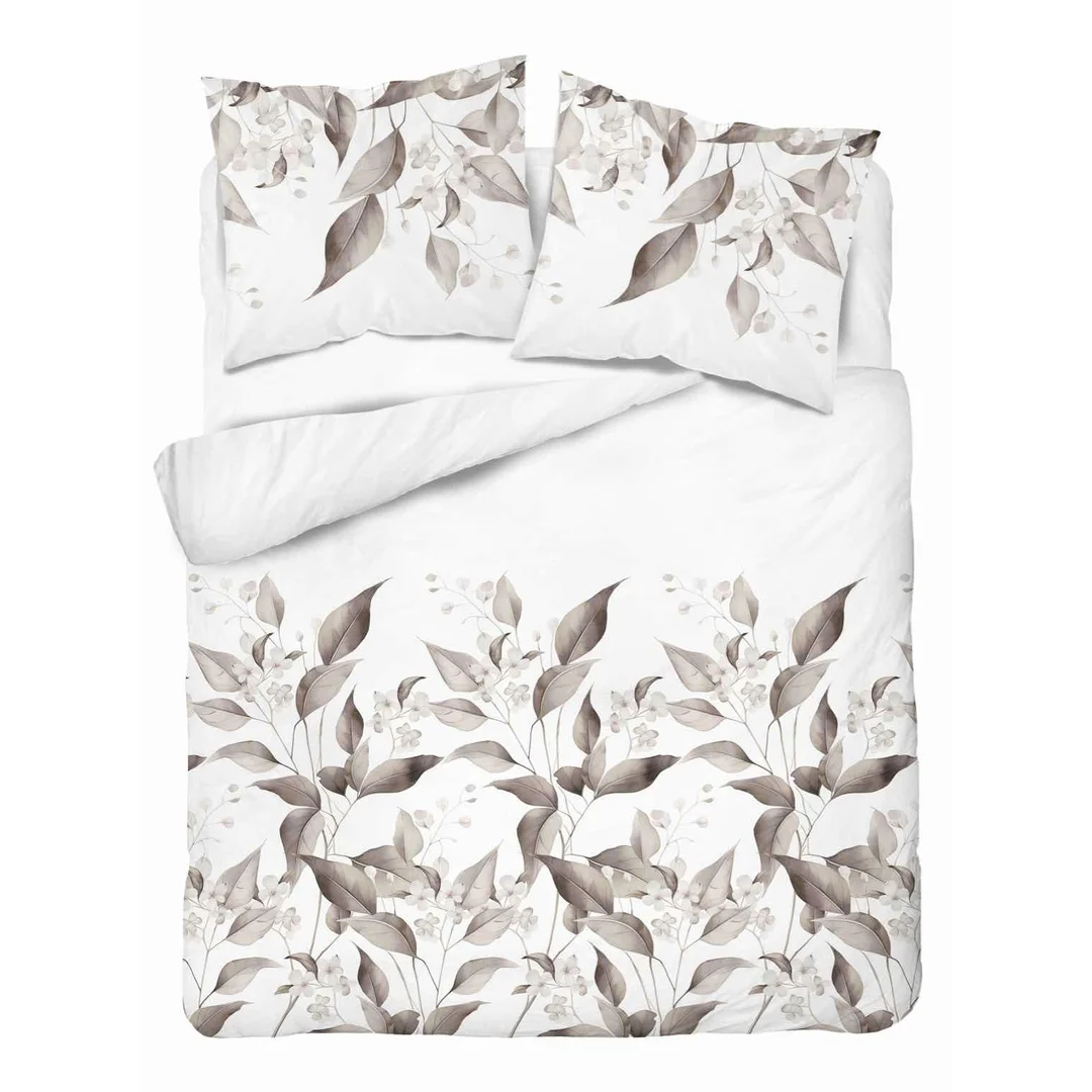 Pościel satynowa 220x200 Beżowa brązowe liście 5326 B Home Satin 41