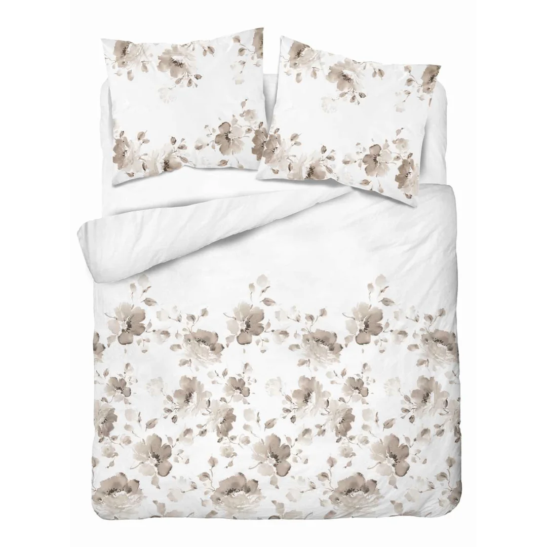 Pościel satynowa 220x200 Beżowa brązowy kwiaty 5325 B Home Satin 41
