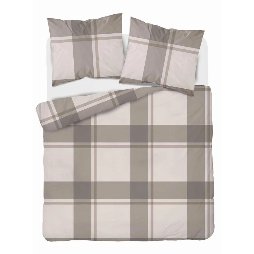 Pościel satynowa 220x200 beżowa kratka 5218 B Home Satin 11
