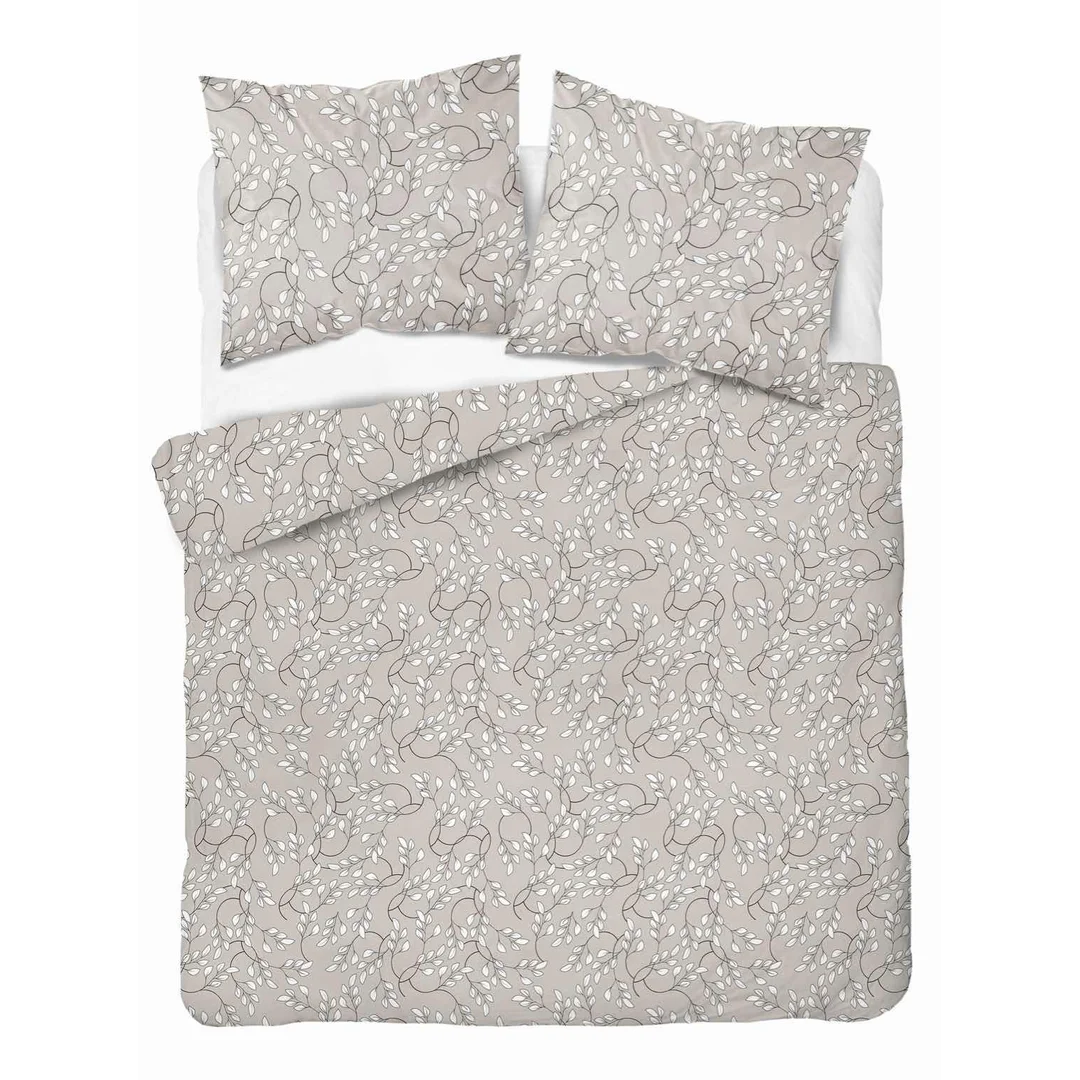 Pościel satynowa 220x200 beżowa szara jasna liście drobne 5217 B Home Satin 41