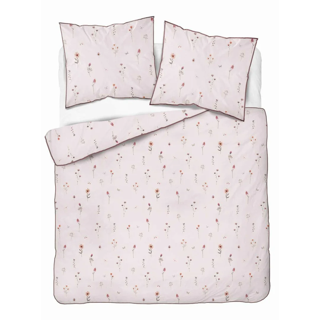 Pościel z perkalu 160x200 jasnoróżowa w drobne kolorowe kwiaty łąkowe - 5901 B - Soft Garden
