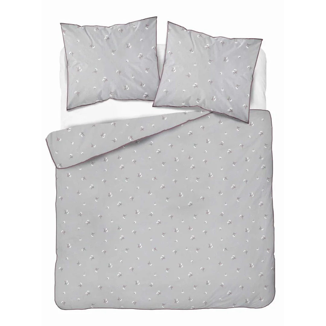 Pościel z perkalu 220x200 szara w drobne białe kwiatki - 5897 B - Soft Garden