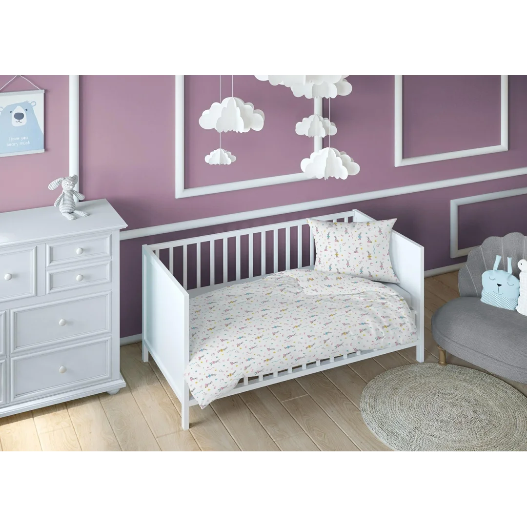 Poszewka bawełniana 40x40 królik balet biała kolorowa dziecięca zapinana na suwak 3810 B KARO Kraina Snów