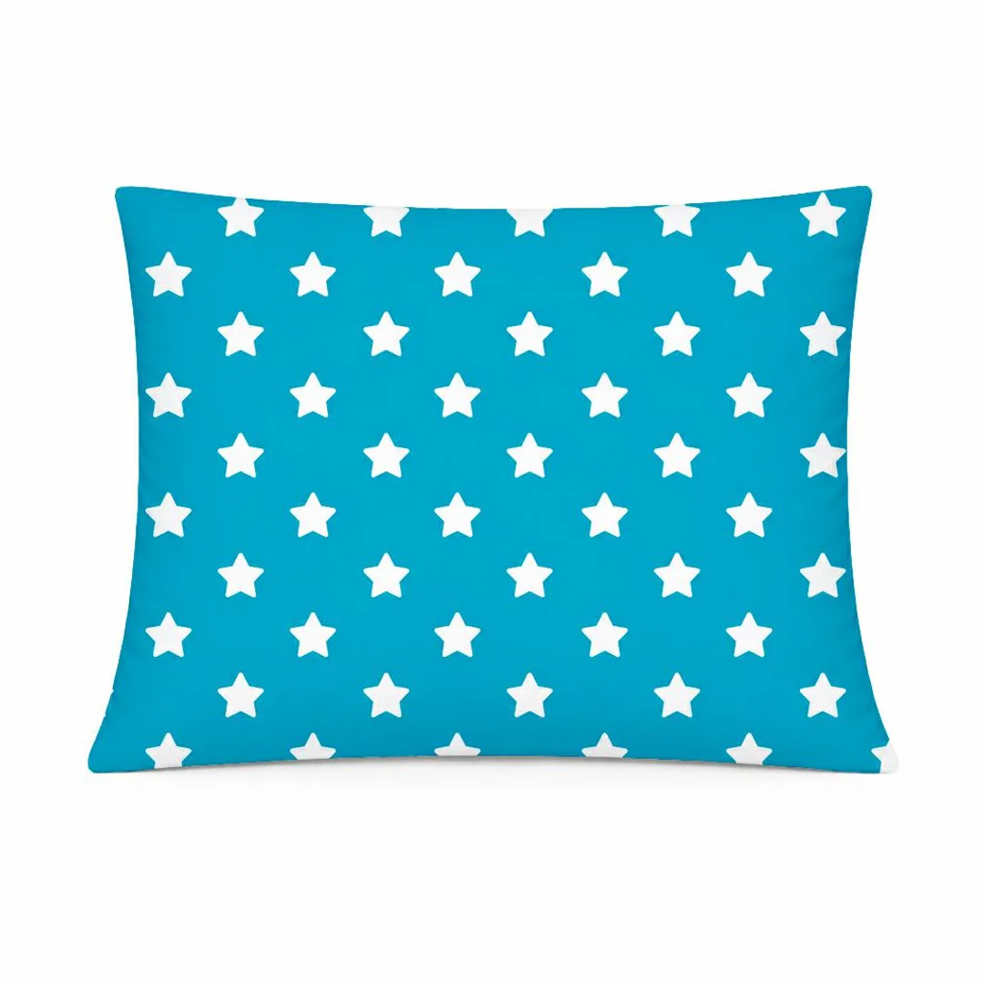 Poszewka bawełniana 40x60 niebieska w białe gwiazdki, wzór dziecięcy nowoczesny – COTTON HOME KIDS