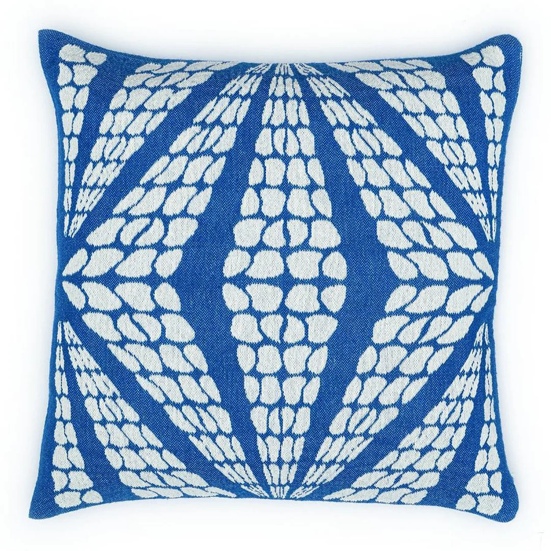 Poszewka bawełniana akrylowa 50x50 2155-1 Geometryczna lilia niebieska RAW