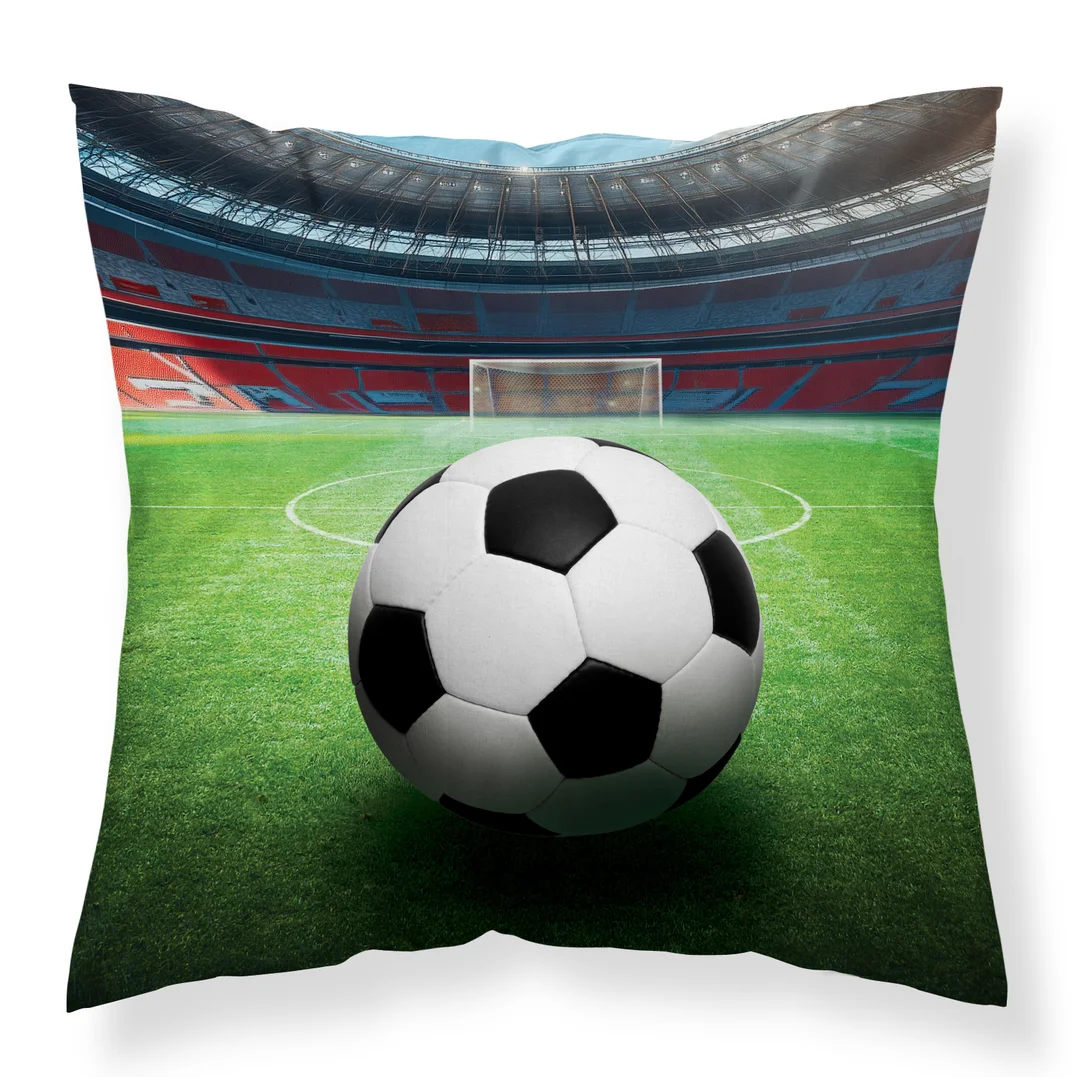 Poszewka dekoracyjna 40x40 zielona czarna z piłką nożną na stadionie MF040 A – poszewka 3D z motywem piłkarskim - Fun Dreams