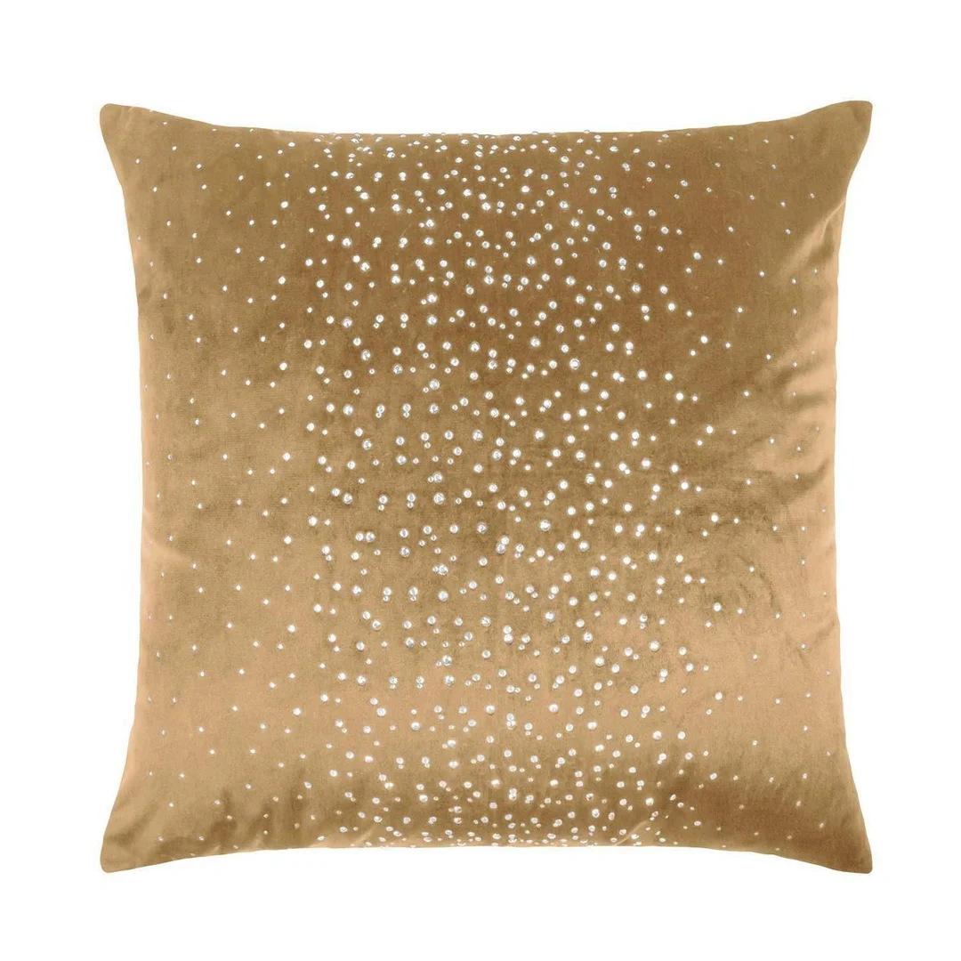 Poszewka dekoracyjna 45x45 musztardowa welurowa z kryształkami Shiny