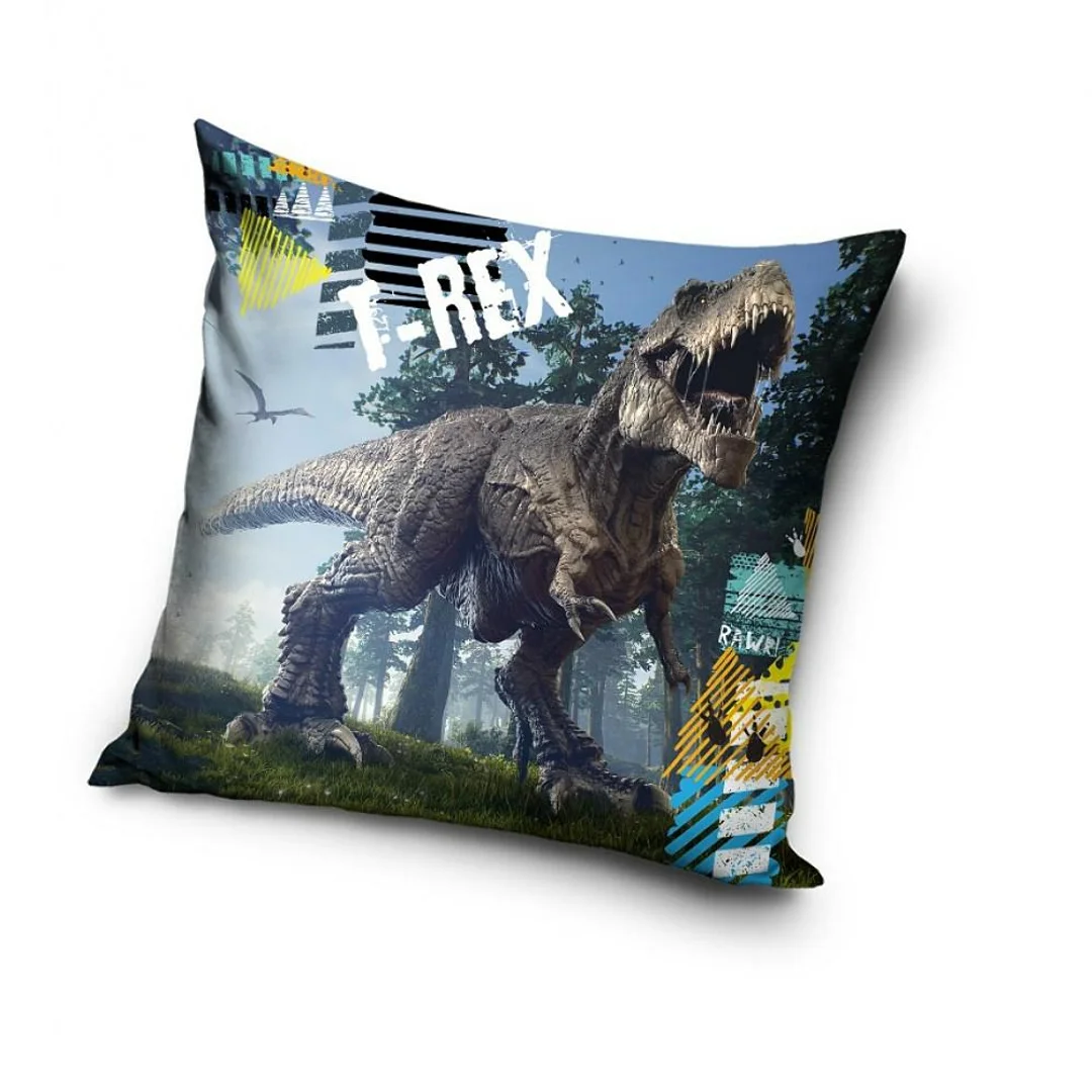 Poszewka dziecięca 40x40 T-REX dinozaur niebieska C24