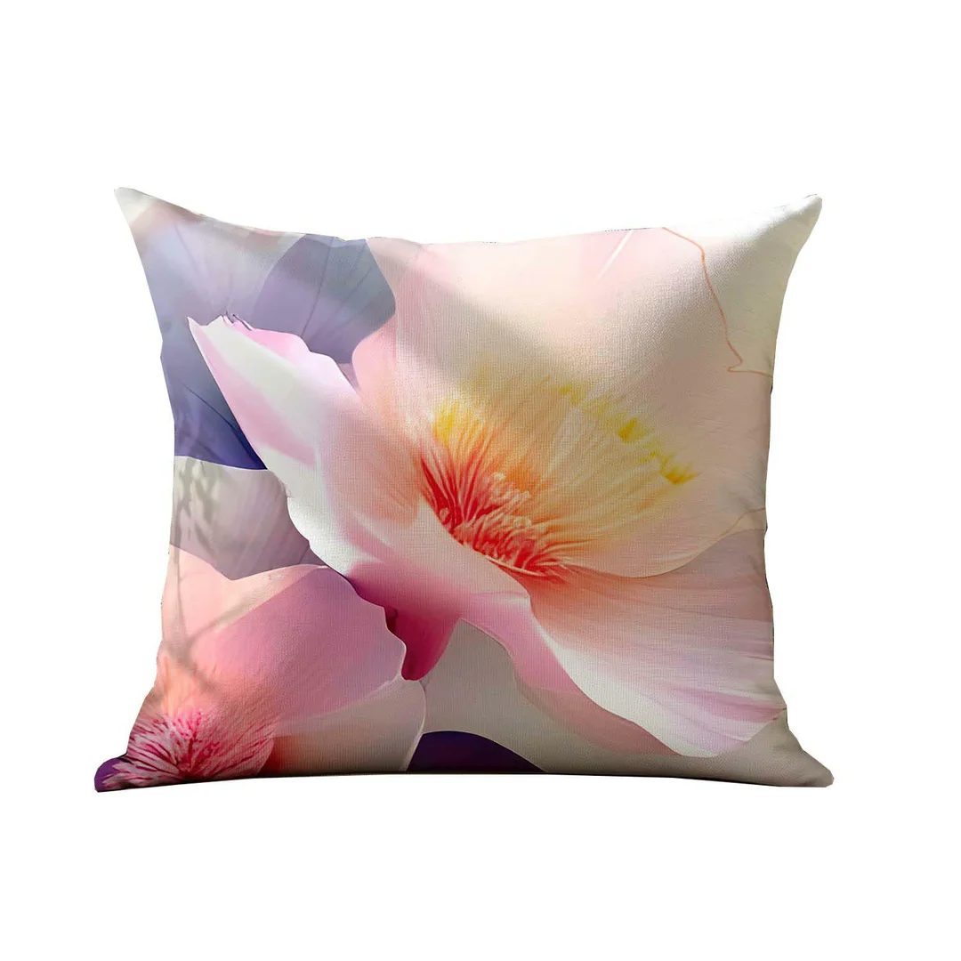 Poszewka satynowa 40x40 biała niebieska w pastelowe kwiaty 12423 SATYNLOVE PREMIUM