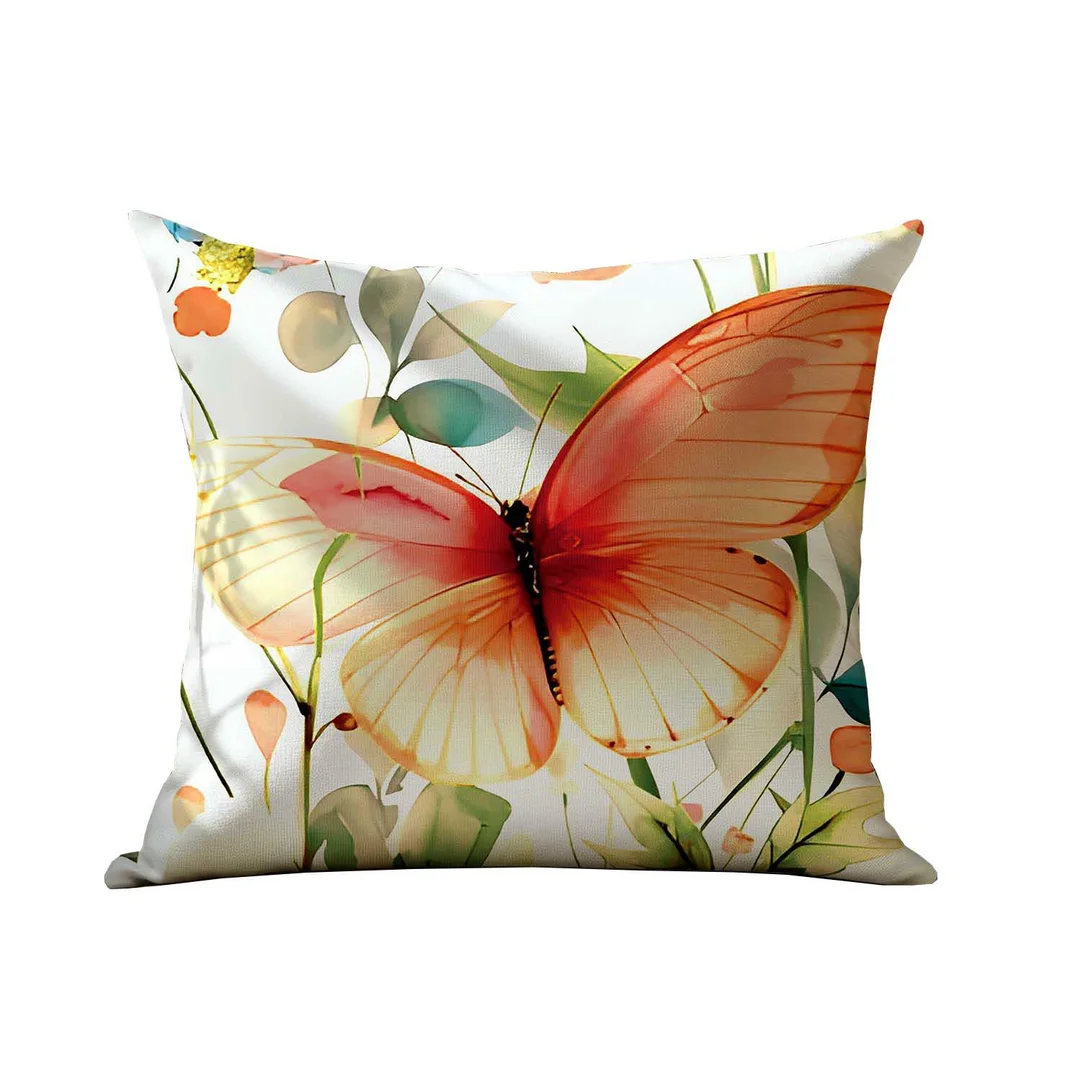Poszewka satynowa 40x40 kolorowe motyle i kwiaty 12421 SATYNLOVE PREMIUM