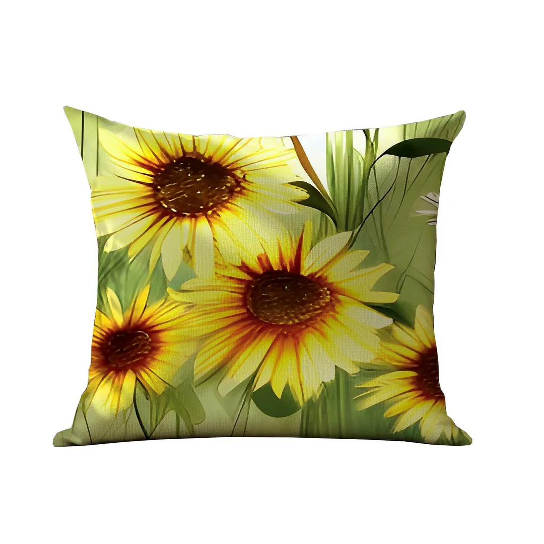 Poszewka satynowa 40x40 kremowa kwiatowa zielona łąka 12419 SATYNLOVE PREMIUM