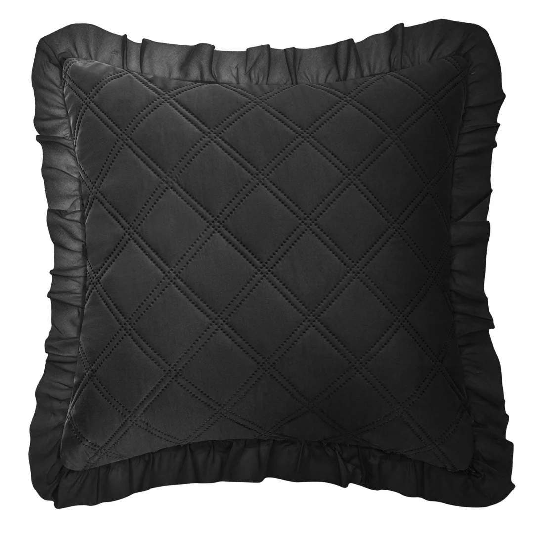 Poszewka z falbanką 45x45 Ruffy czarna romby glamour dekoracyjna do narzuty