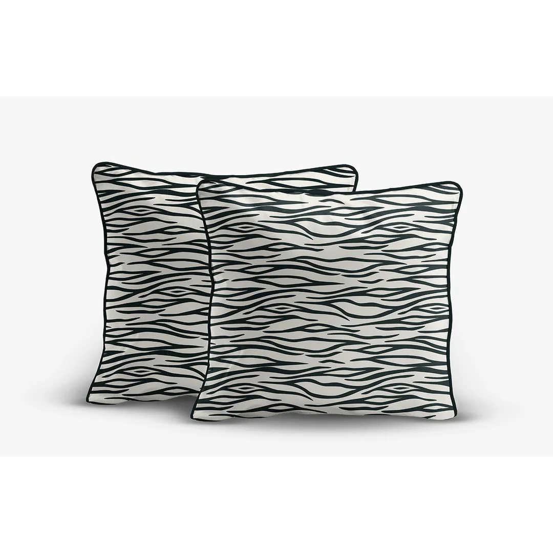 Poszewki z perkalu 40x40 białe z czarnym motywem animal print - komplet 2 szt. - 5591 B - Eden