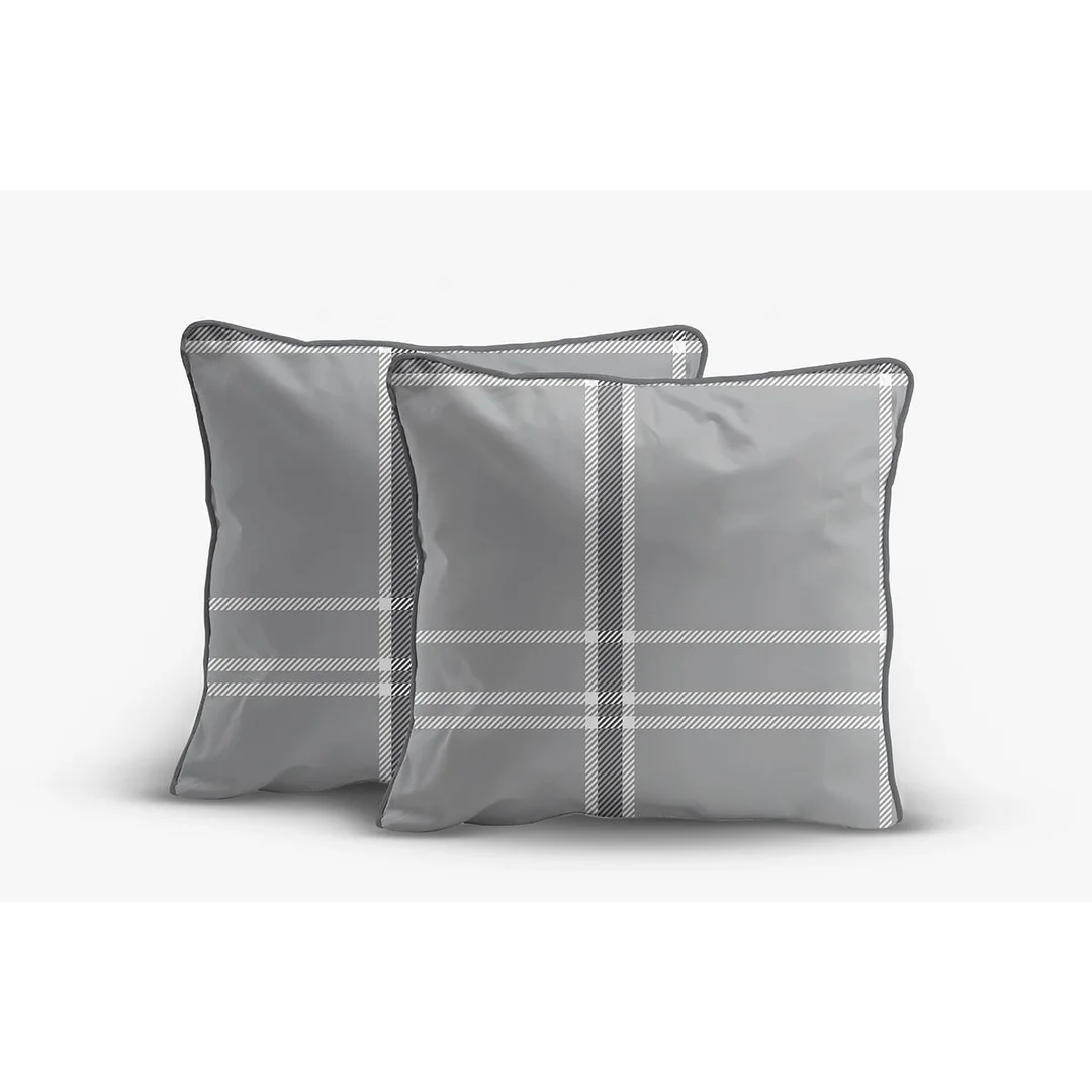 Poszewki z perkalu 40x40 szare w kratę - komplet 2 szt. - 5240 A - Eden