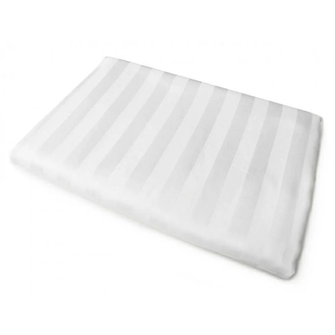 Prześcieradło adamaszkowe 160x210 Tivoli białe paski 1 cm 140 g/m2 satynowe atłasowe