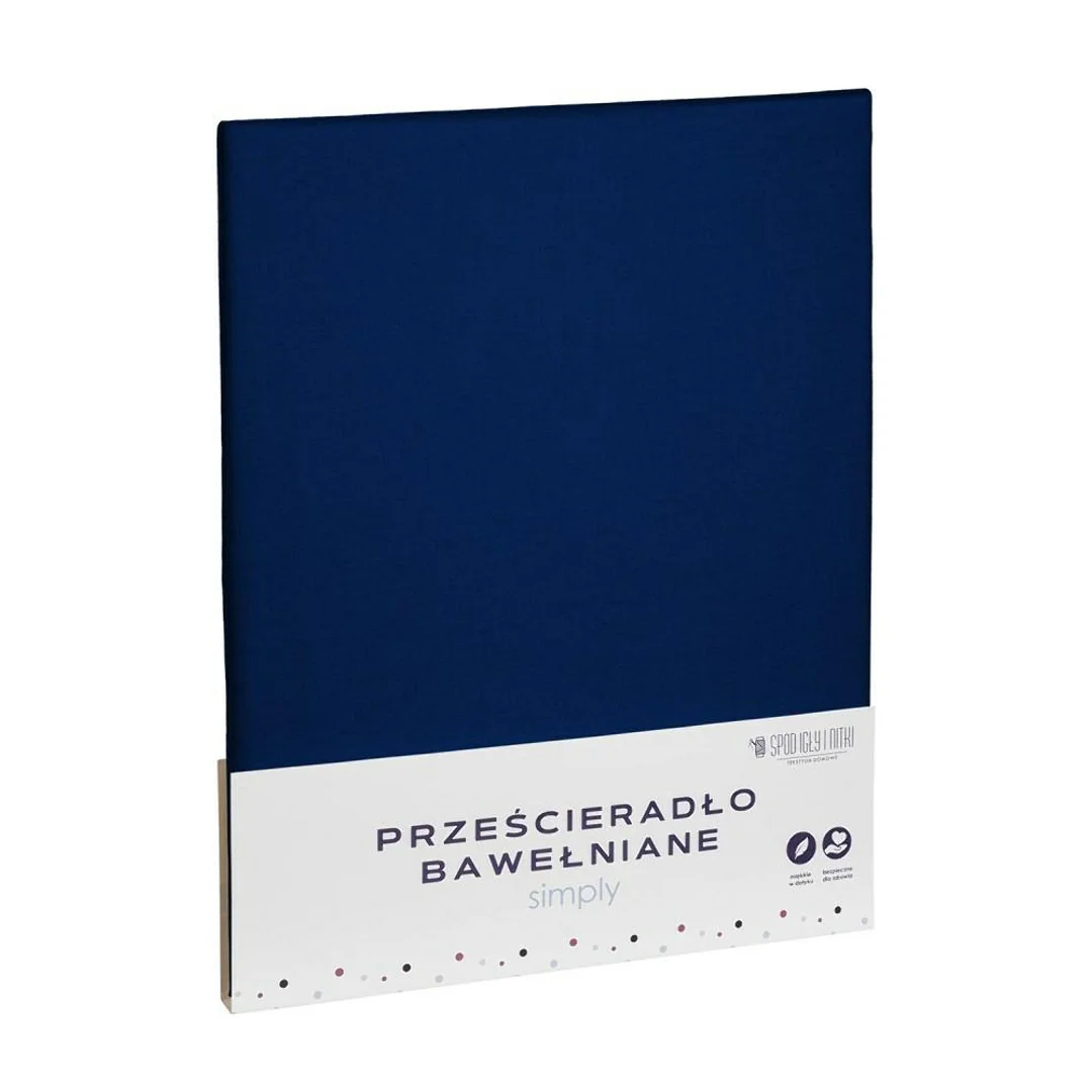 Prześcieradło bawełniane 140x200 granatowe jednobarwne Simply