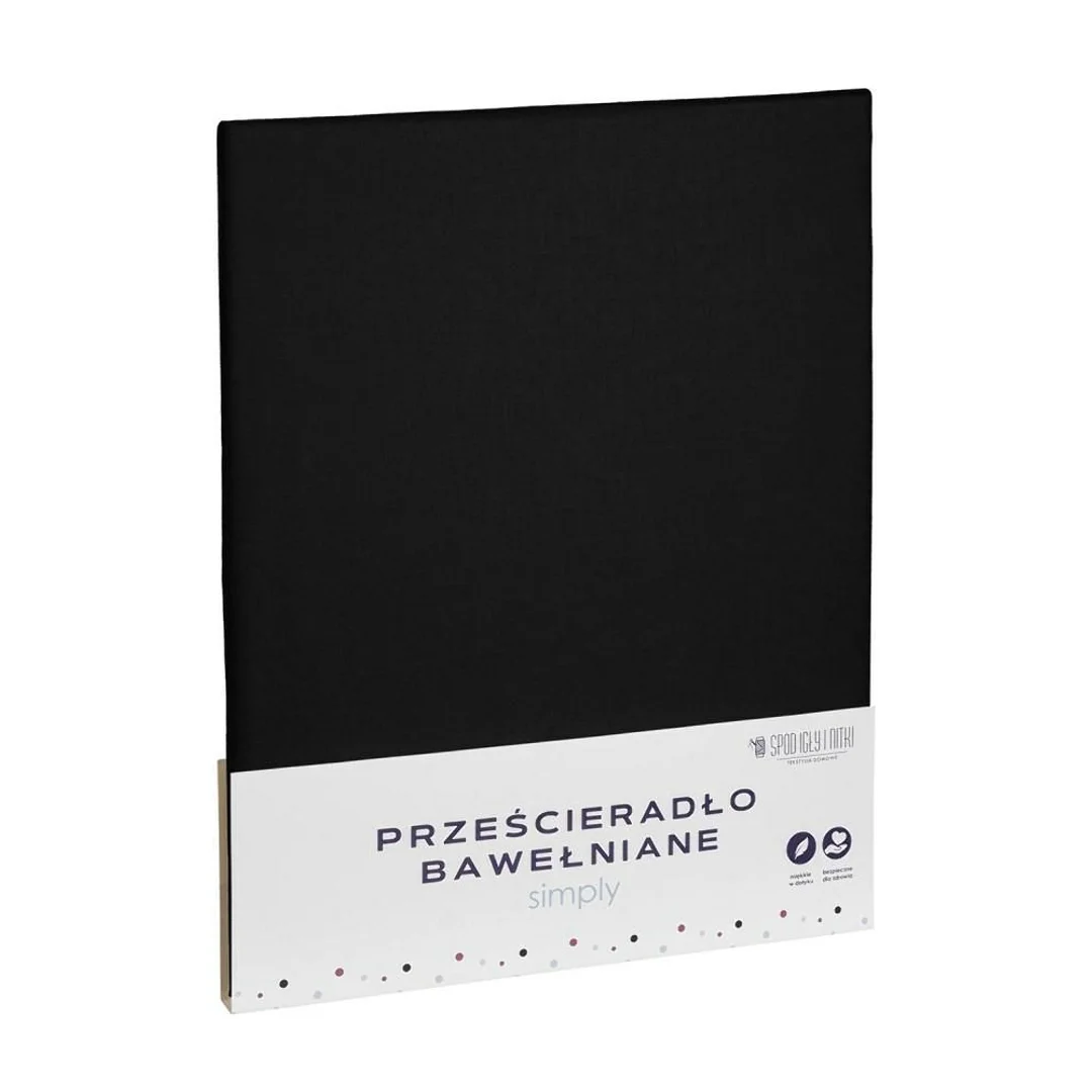Prześcieradło bawełniane 160x200 czarne jednobarwne Simply