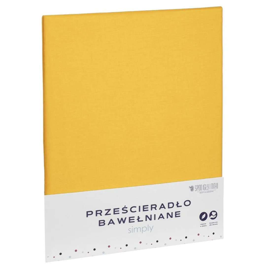 Prześcieradło bawełniane 180x200 musztardowe jednobarwne Simply
