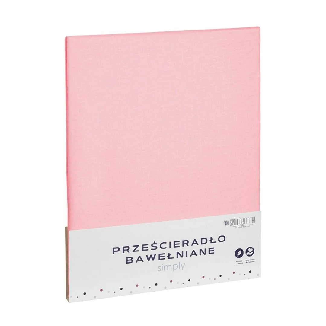 Prześcieradło bawełniane 220x200 różowe pudrowe jednobarwne Simply