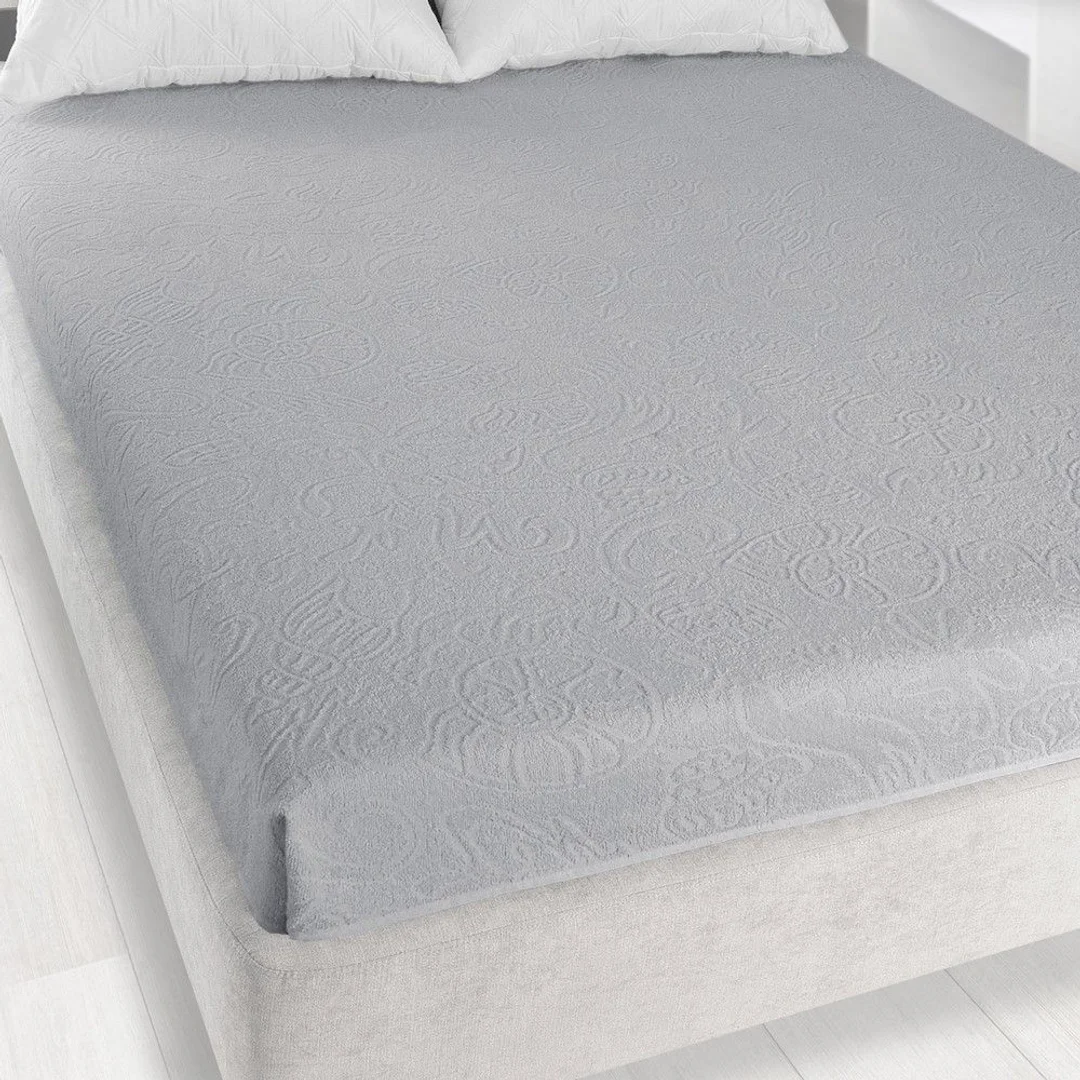 Prześcieradło frotte bez gumki 175x220 Tulipan 592 szare Zwoltex