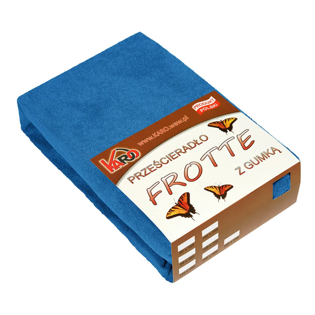 Prześcieradło frotte z gumką 120x200 chabrowe 032 grube 200g/m2 KARO