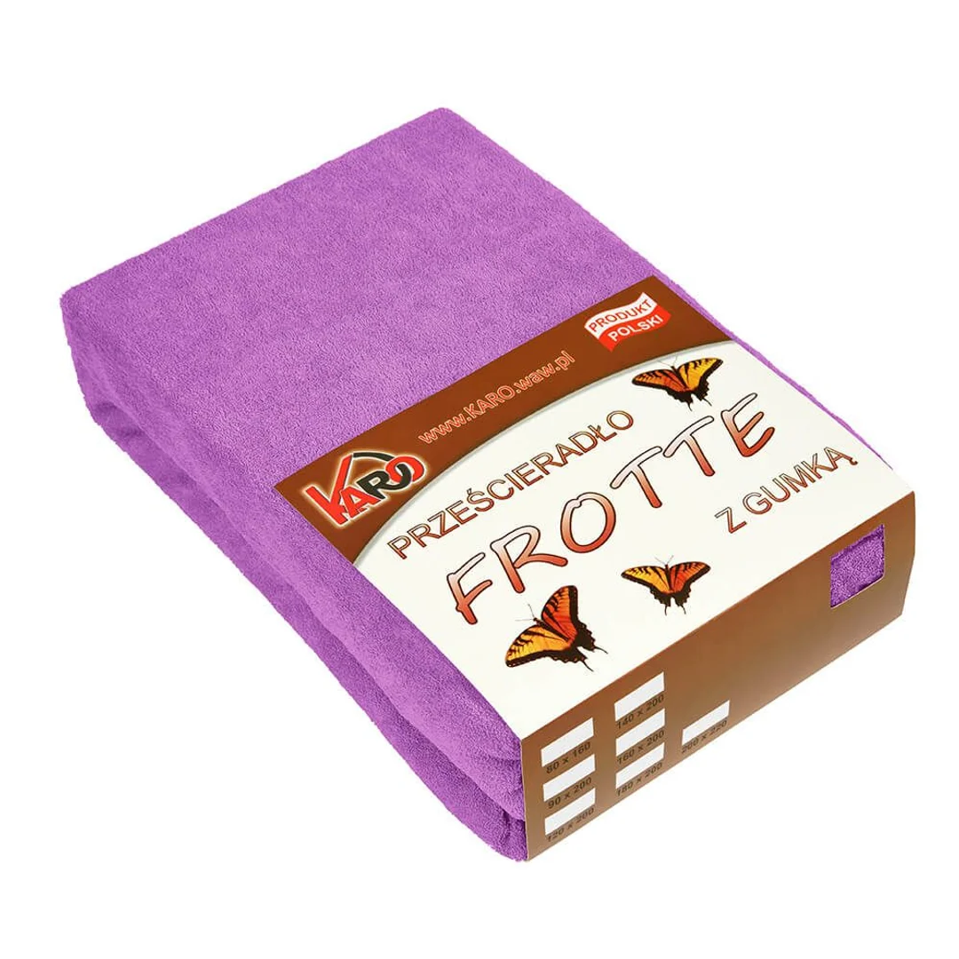 Prześcieradło frotte z gumką 120x200 fuksja 062 grube 200g/m2 KARO