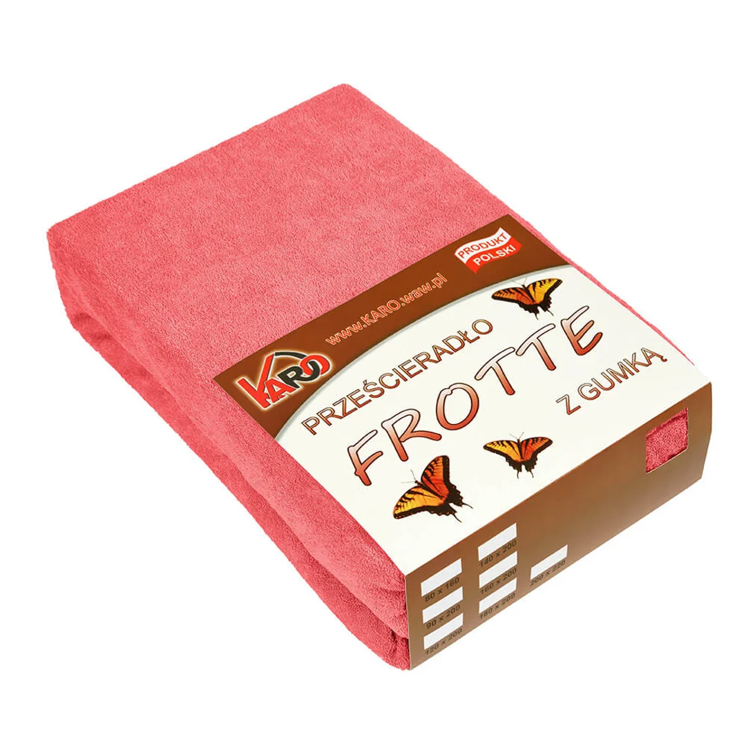 Prześcieradło frotte z gumką 120x200 malinowe 046 grube 200g/m2 KARO