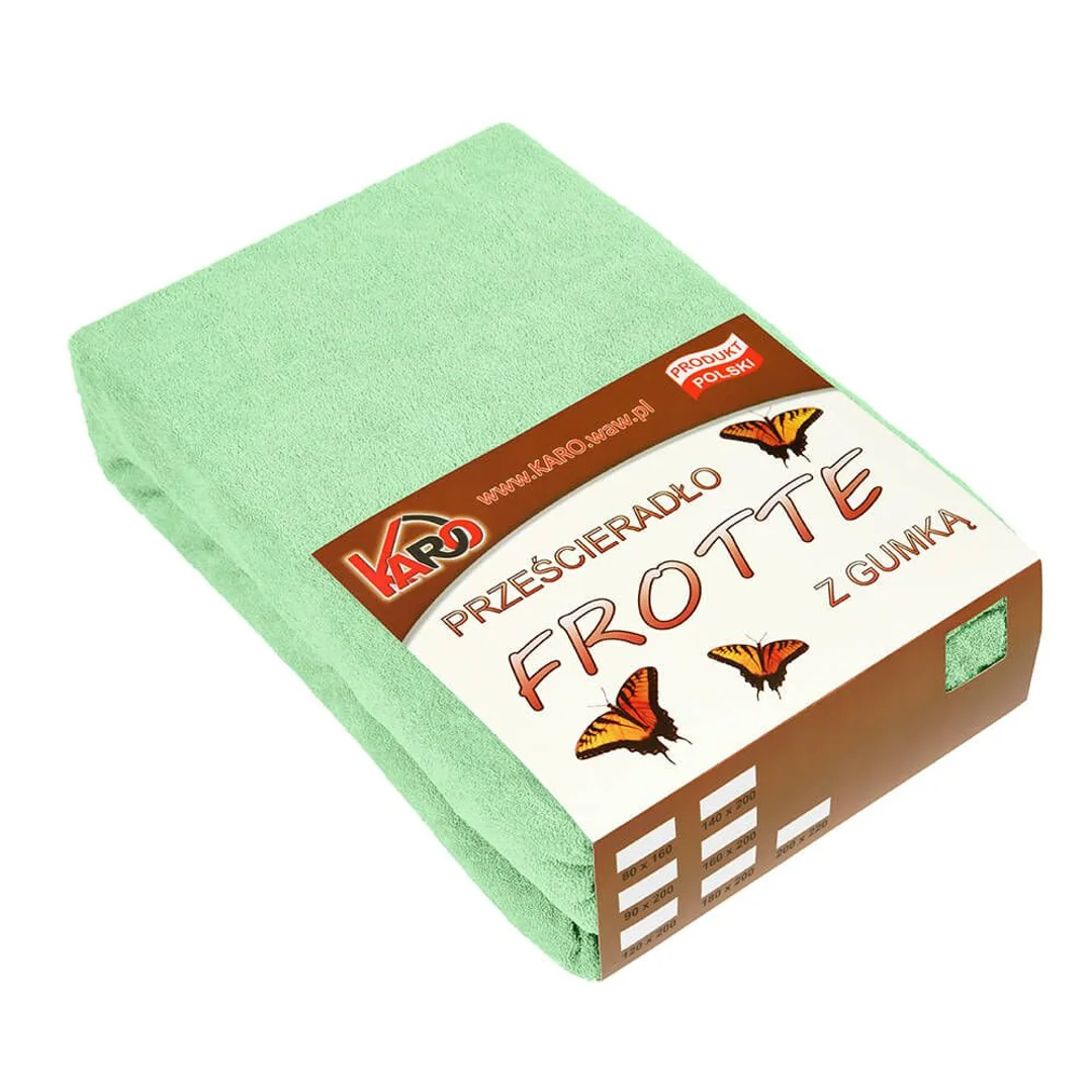Prześcieradło frotte z gumką 120x200 seledynowe 012 grube 200g/m2 KARO