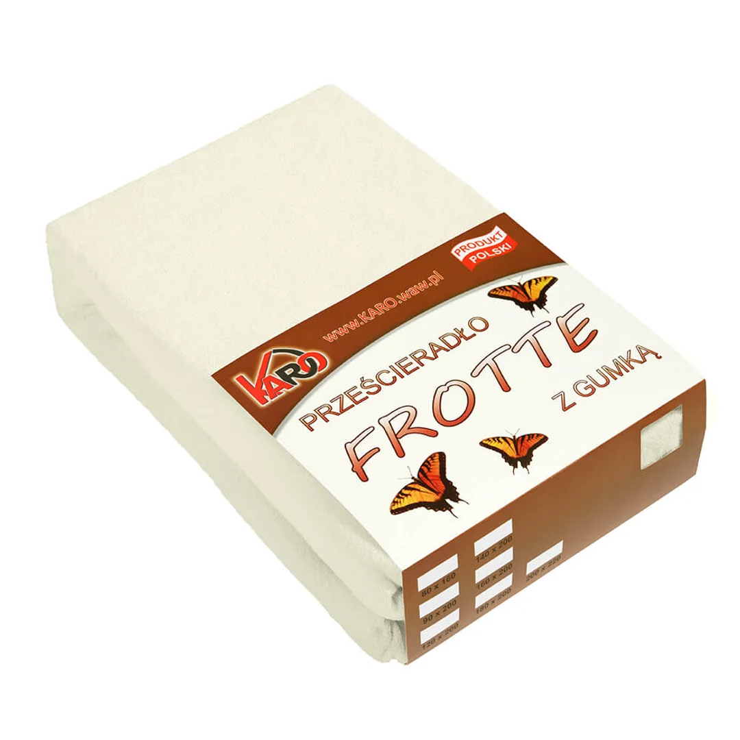 Prześcieradło frotte z gumką 140x200 ekri 002 grube 200g/m2 KARO