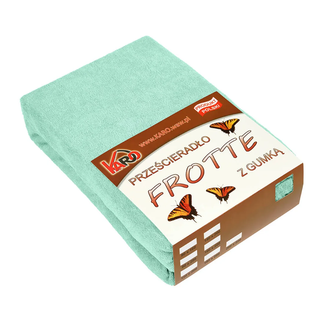 Prześcieradło frotte z gumką 140x200 pistacjowe 014 grube 200g/m2 KARO