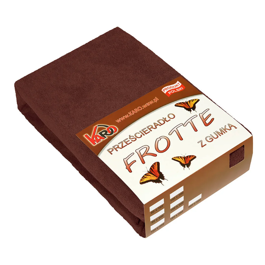 Prześcieradło frotte z gumką 160x200 czekoladowe 042 grube 200g/m2 KARO